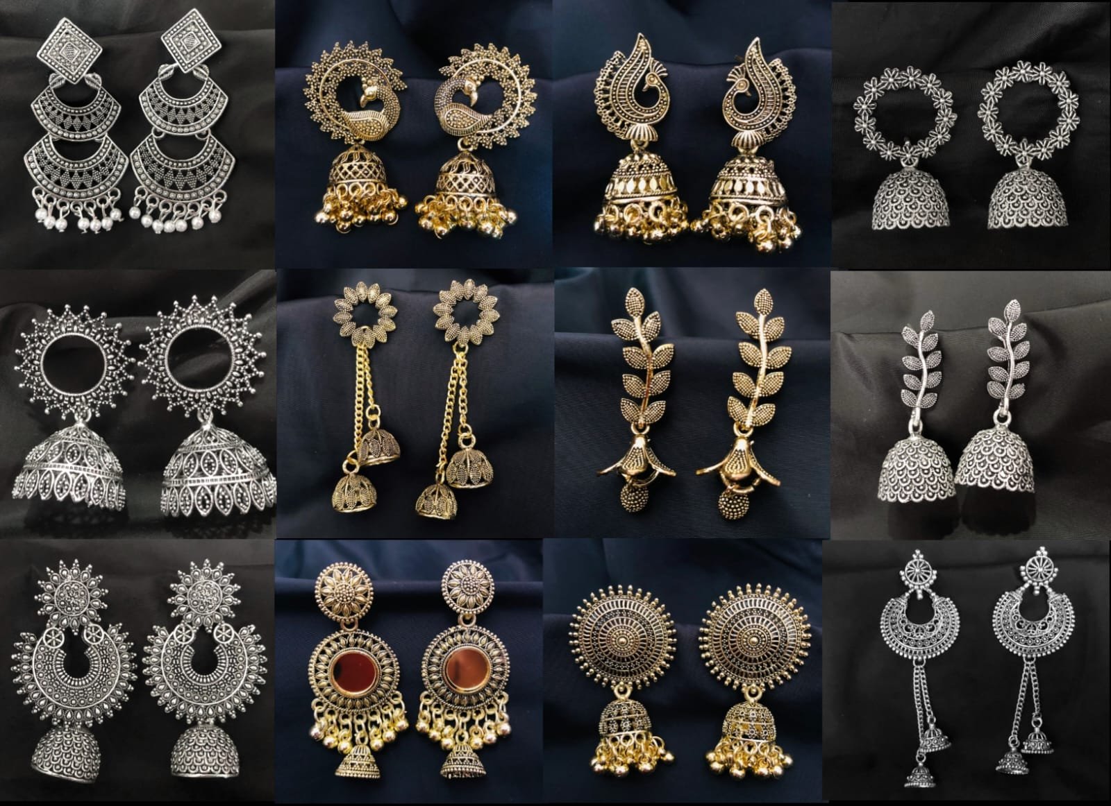 12 Ethnic Jhumka Combo with Adjustable Diamond Ring